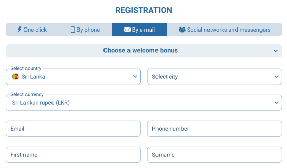 Registration 1xBet 1xBet registration form