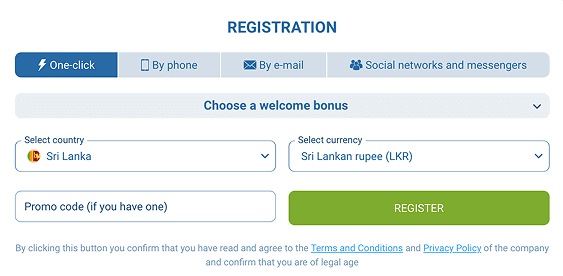 How to register by one-click at 1xBet Instant (One-Click) Registration
